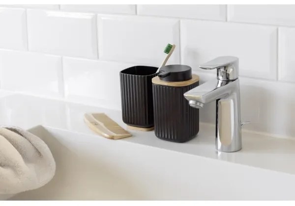 WENKO 25297100 - Portaspazzolino ROTELLO 8,5x11 cm nero/marrone