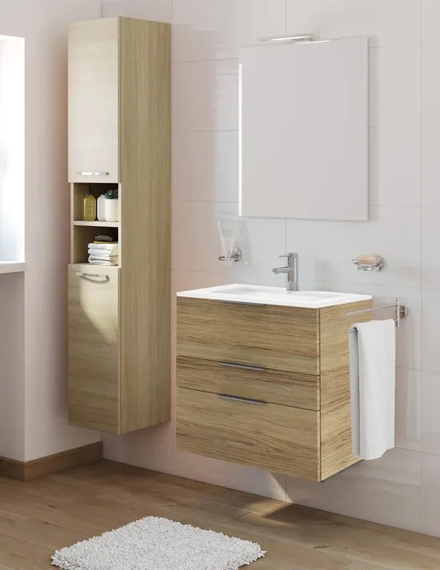 Mobile sottolavabo e lavabo Neo per vasca centrale rovere miele L 60 x H 84 x P 48 cm 3 cassetti