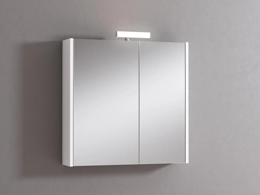 Pensile con luce Akira laccato lucido bianco L 71.5 x H 70 x P 15.5 cm
