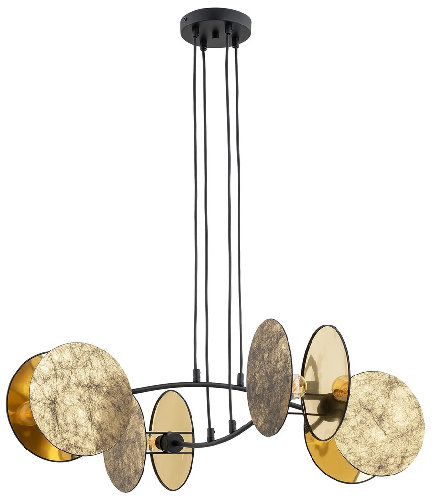 Lampada A Sospensione 4 Luci Moderna Nut In Acciaio Effetto Marmo Bianco