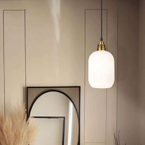 Lampadario a sospensione HECTOR con cavo 1xE27/15W/230V bianco/ottone Ø 14 cm