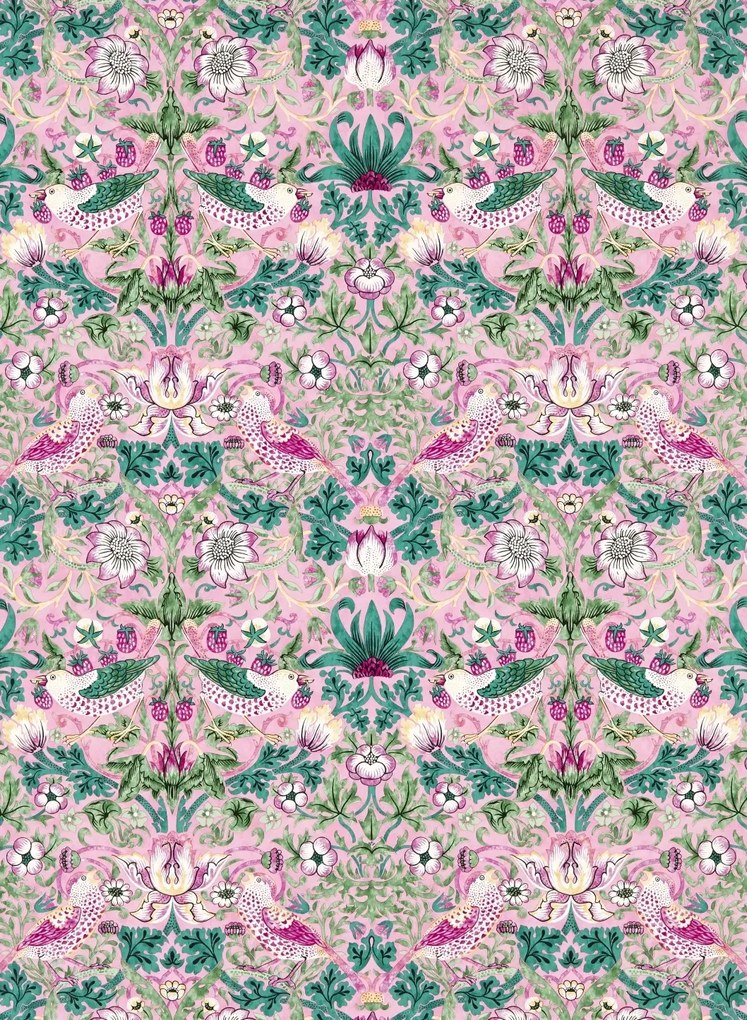 Morris & Co Carta da parati Strawberry Thief - Miami Strip
