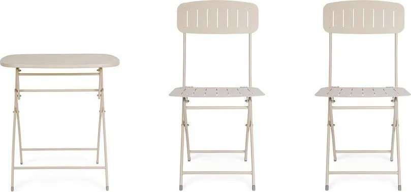 Set da pranzo da giardino beige in acciaio per 2 persone Yvonne – Bizzotto