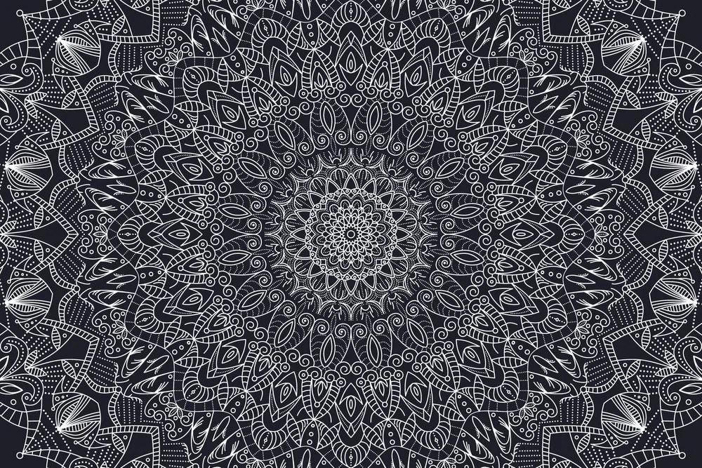 Carta da parati autoadesiva – Mandala decorativa dettagliata in bianco e nero