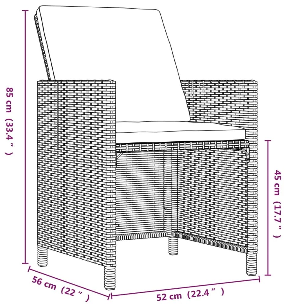 Set Divani da Giardino 9 pz con Cuscini in Polyrattan Marrone