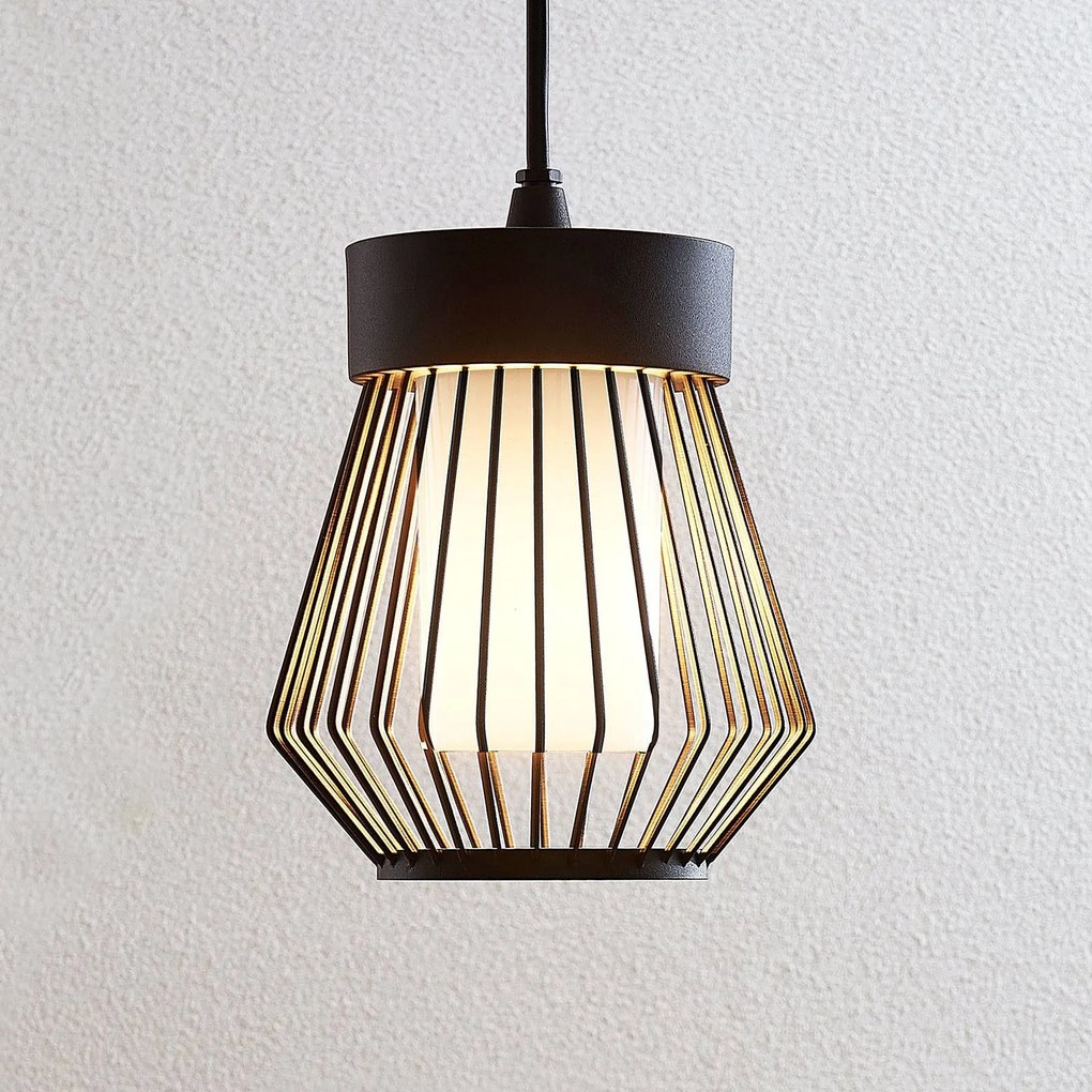 Lindby lampada a sospensione da esterno Vajana, Ø 19 cm, nero, alluminio Vajana Lindby, dimmerabile, Nero, Alluminio, Vintage
