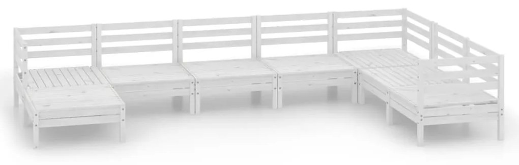 Set Salotto da Giardino 8 pz in Legno Massello di Pino Bianco