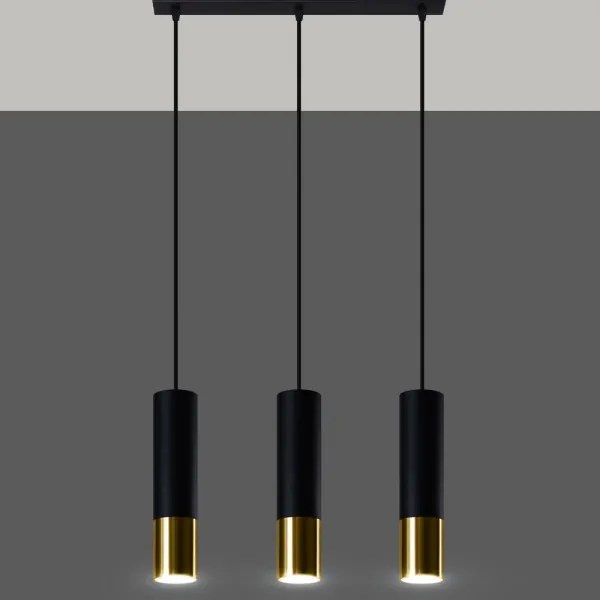 Sollux SL.0954 - Lampadario a sospensione con filo LOOPEZ 3xGU10/10W/230V nero/oro
