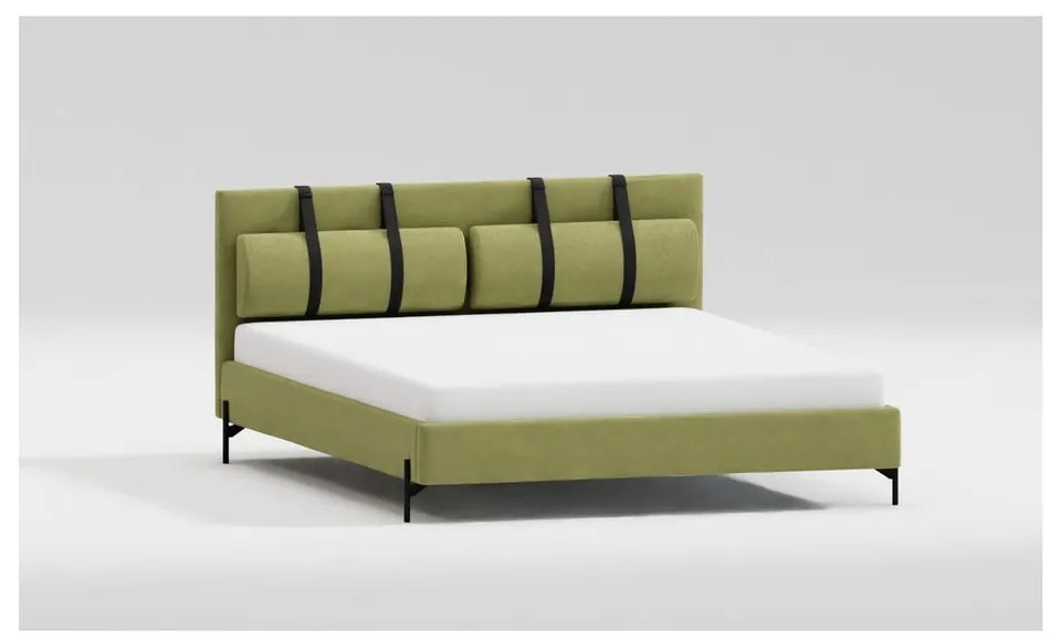 Letto matrimoniale imbottito verde chiaro con griglia 200x200 cm Tulsa - Ropez