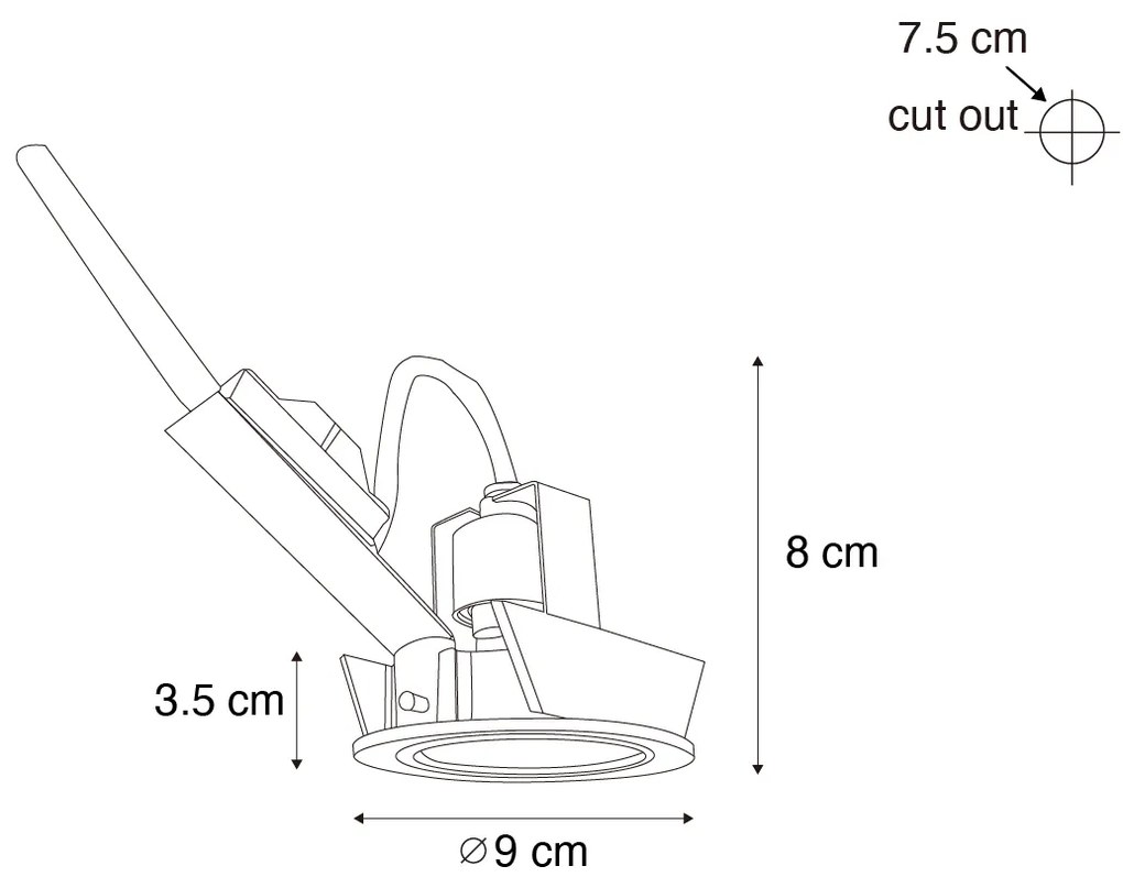 Set di 6 faretti da incasso moderni color canna di fucile GU10 50mm rotondi orientabili - Cisco
