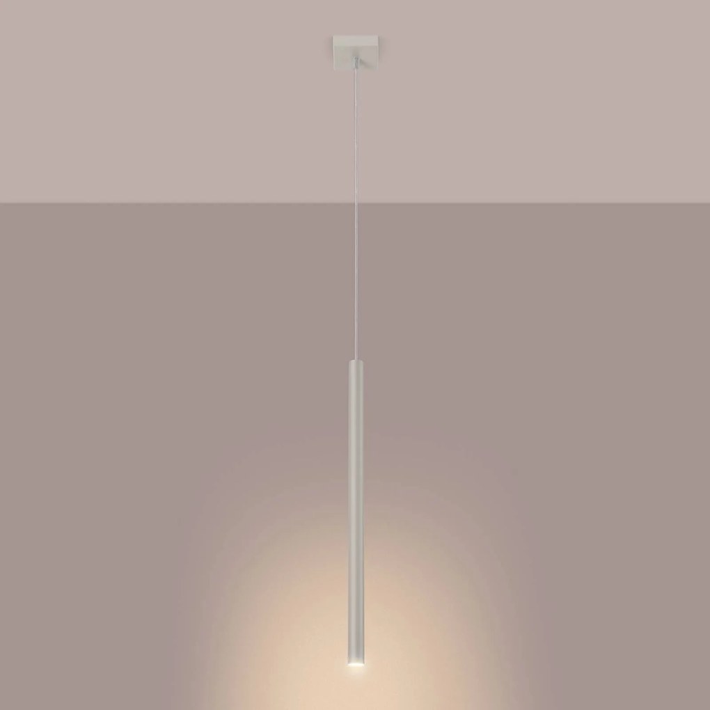 SOLLUX LIGHTING Lampada a sospensione Pastelo, beige, Ø 2 cm, acciaio, a 3 luci.