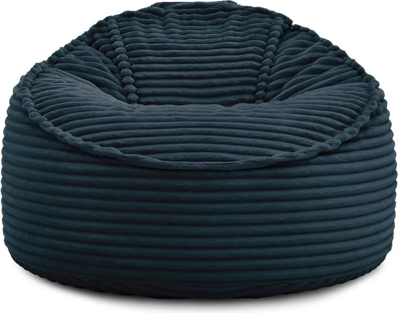 Puof a sacco blu scuro con rivestimento in velluto a coste Socrate – Bobochic Paris