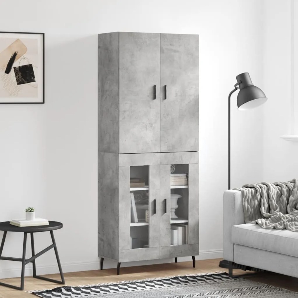 Credenza grigio cemento 69,5x34x180 cm in legno multistrato