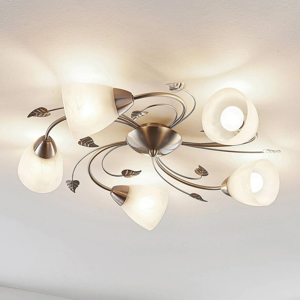 Plafoniera soffitto Yannie Lindby, dimmerabile, Alluminio / Grigio / Zincato, Soggiorno / Sala da pranzo, Metallo, Antico, Plafoniera