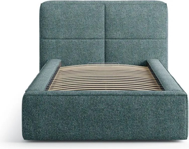 Letto singolo imbottito turchese con contenitore con rete inclusa 90x200 cm Darren – Micadoni