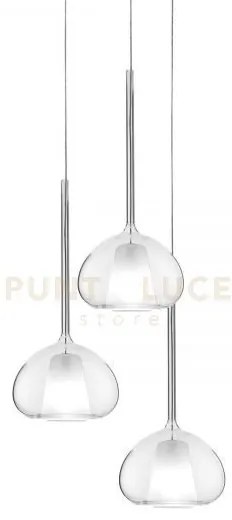 Beba lampadario a sospensione 3 luci lineare vetri grandi trasparen...