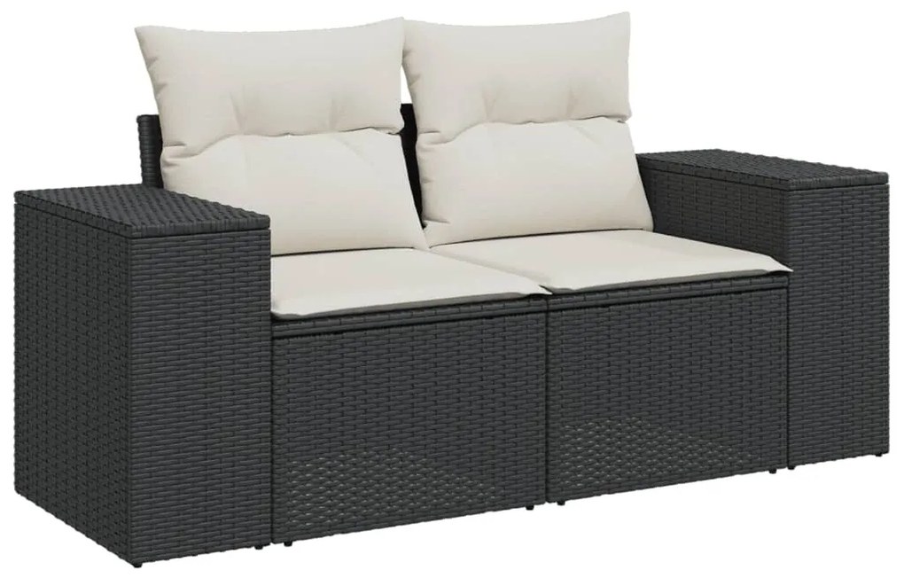 Set Divani da Giardino 9 pz con Cuscini Nero in Polyrattan