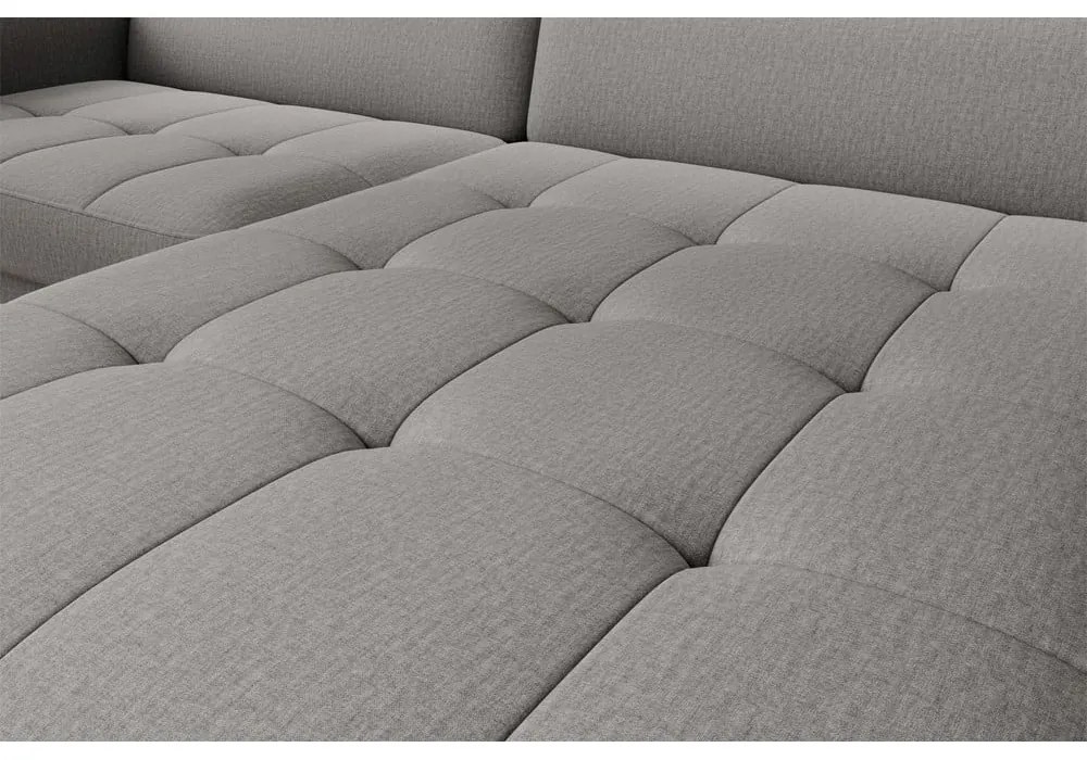 Divano angolare grigio allungabile/con contenitore (con penisola a destra/con chaise lounge) e rivestimento in velluto Gomsi – ELTAP