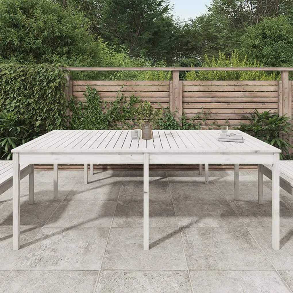 Tavolo da giardino bianco 203,5x100x76cm legno massello di pino