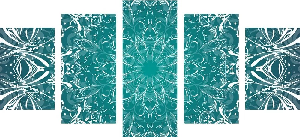 Quadri 5 pezzi – Rosone blu e bianco