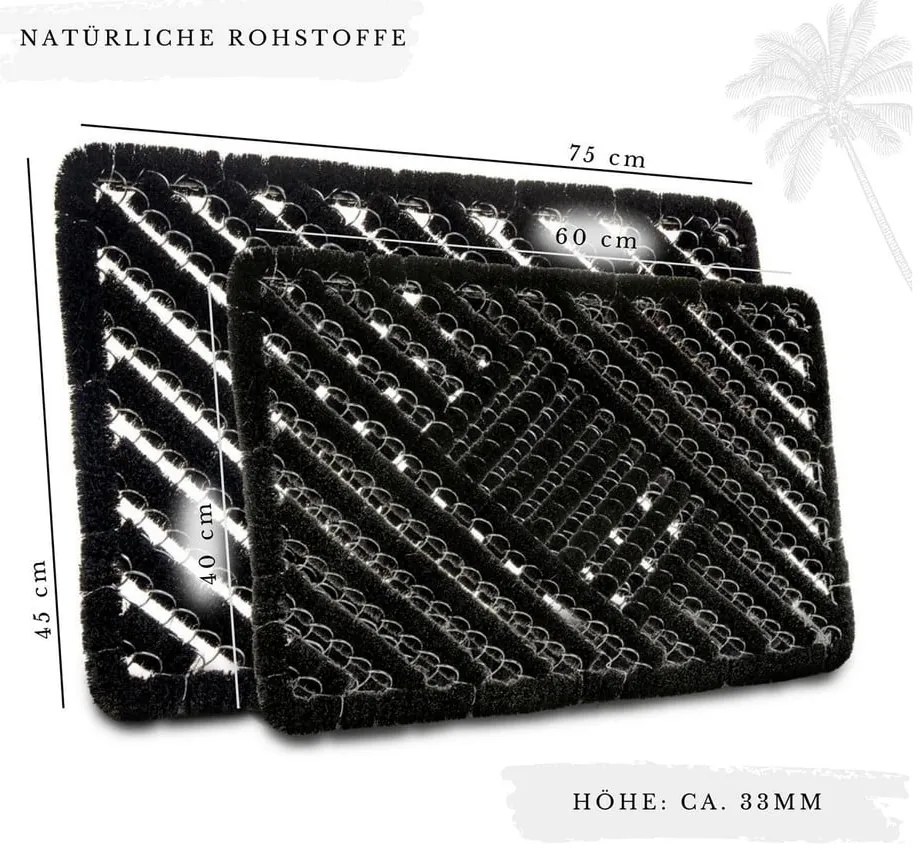 Stuoia di cocco 45x75 cm Coco Black - Hanse Home