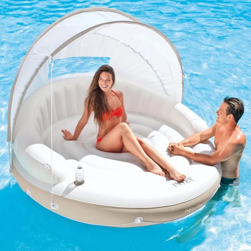 58292 Isola Galleggiante Lounge Gonfiabile 2 Persone 199x150 cm Parasole - Intex