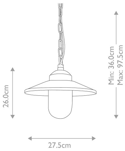 Elstead - Lampadario da esterno a sospensione con catena KLAMPENBORG 1xE27/60W/230V IP44