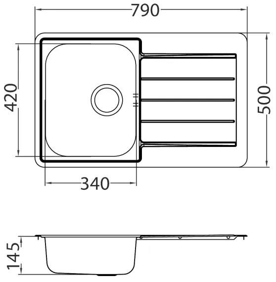 ALVEUS SET0026 - Lavello da cucina LINE + miscelatore per lavello TONIA 29,5 cm satinato/cromato