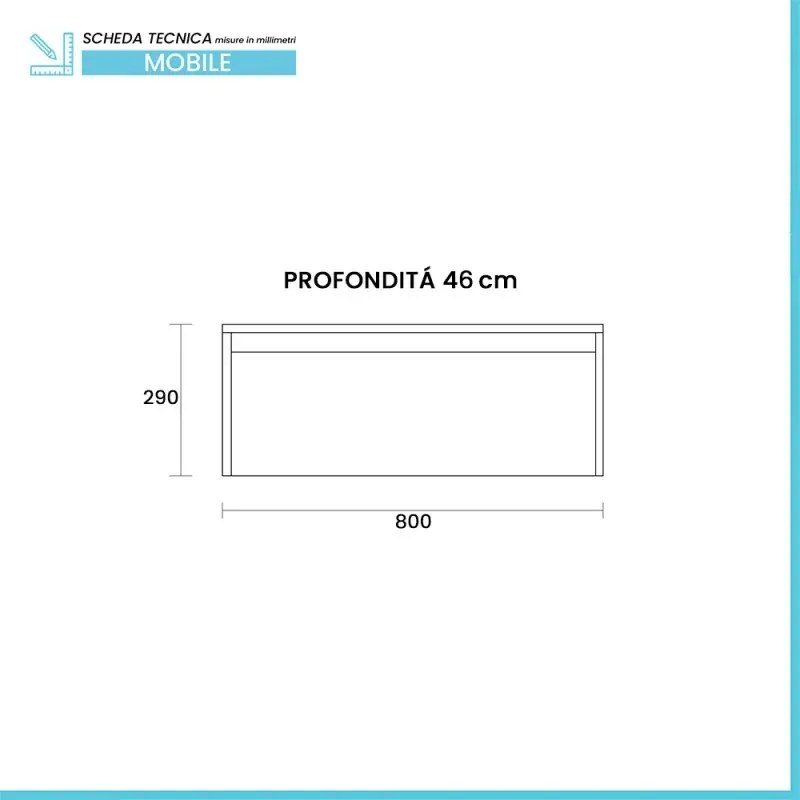 Mobile bagno sospeso 80 cm rovere naturale con lavabo sospeso e specchio – Numa