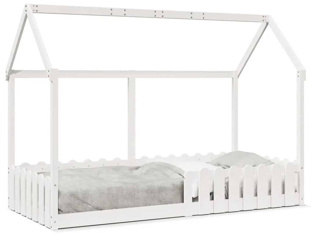 Giroletto Casetta Bambini Bianco 90x190 Cm Legno Massello Pino /