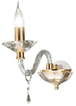Applique FIAMMA in cristallo e vetro trasparente 12 cm finitura oro 1 Luce