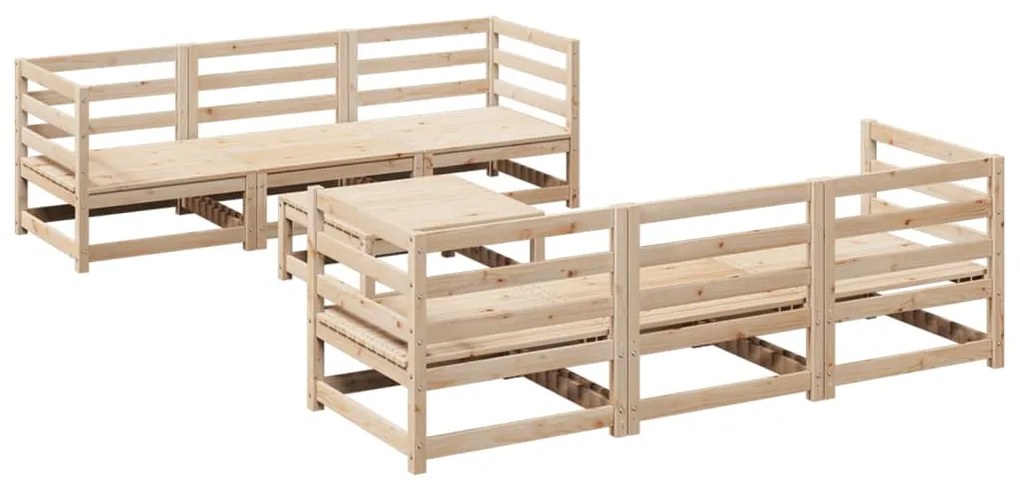 Set divani da giardino 7 pz in legno massello di pino