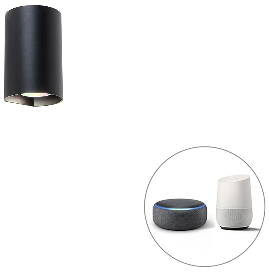 Lampada da parete rotonda intelligente nera con WiFi GU10 - Sabbir