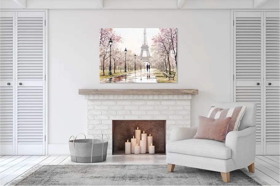 Immagine su tela, 85 x 113 cm Canvas Watercolor Paris Melancholy - Styler