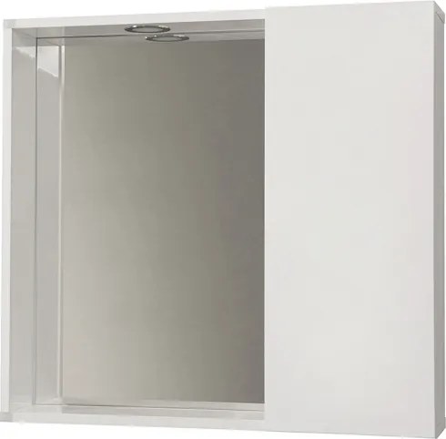 Specchiera contenitore con anta liscia e luce Led Bianco Lucido 68 cm