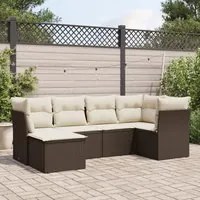 Set Divano da Giardino 6 pz con Cuscini Marrone in Polyrattan 3217953