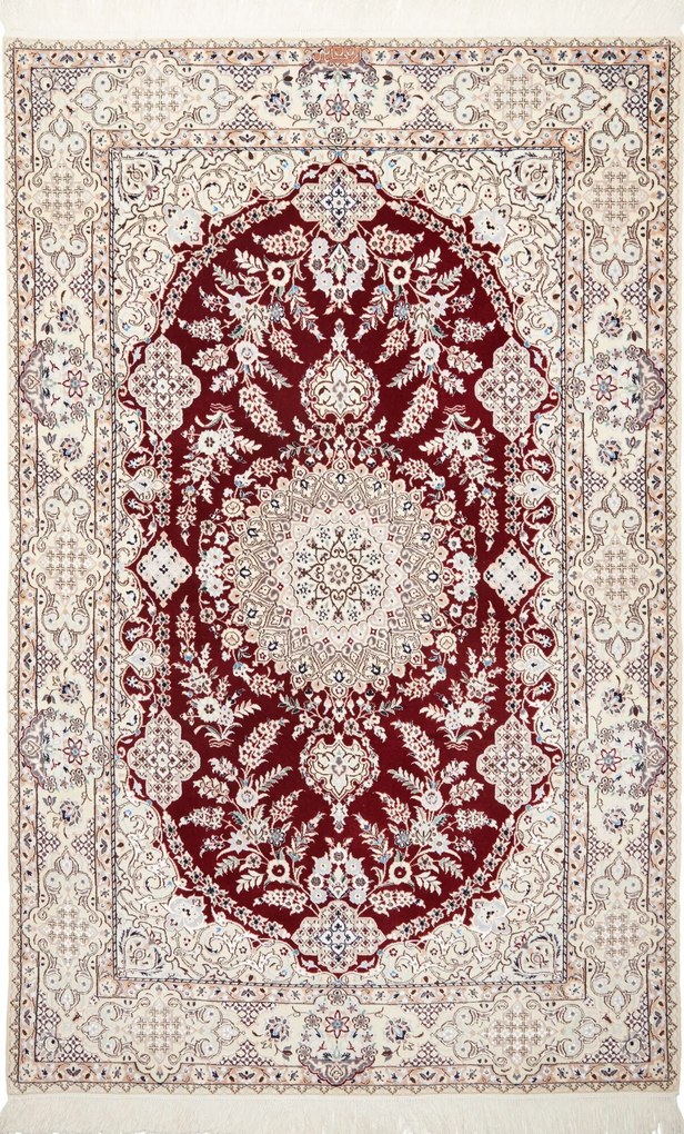Nain Tappeto 130 x 200 Rosso (Iran) Annodato A Mano