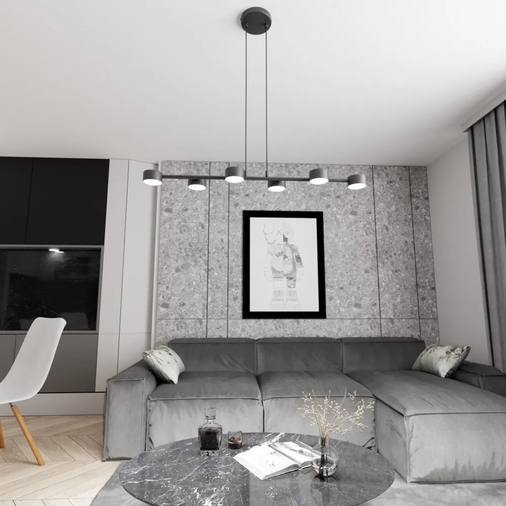 Lampadario a sospensione MEGARA 6 Nero 6xGX53 Colore del corpo Nero