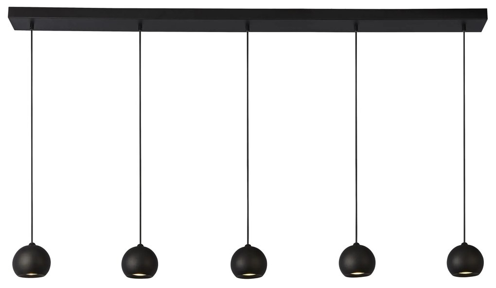 Lampadario Contemporaneo Eindhoven Acciaio Nero 5 Luci Gu10