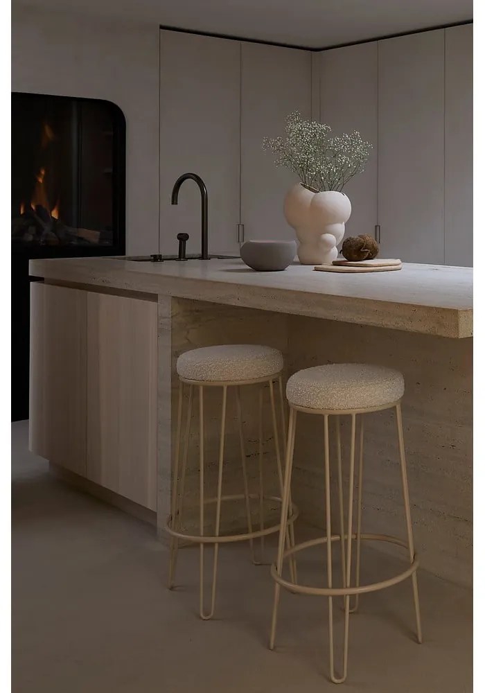 Sedia da bar color crema in imbottito (altezza della seduta 73 cm) Alice – Light &amp; Living