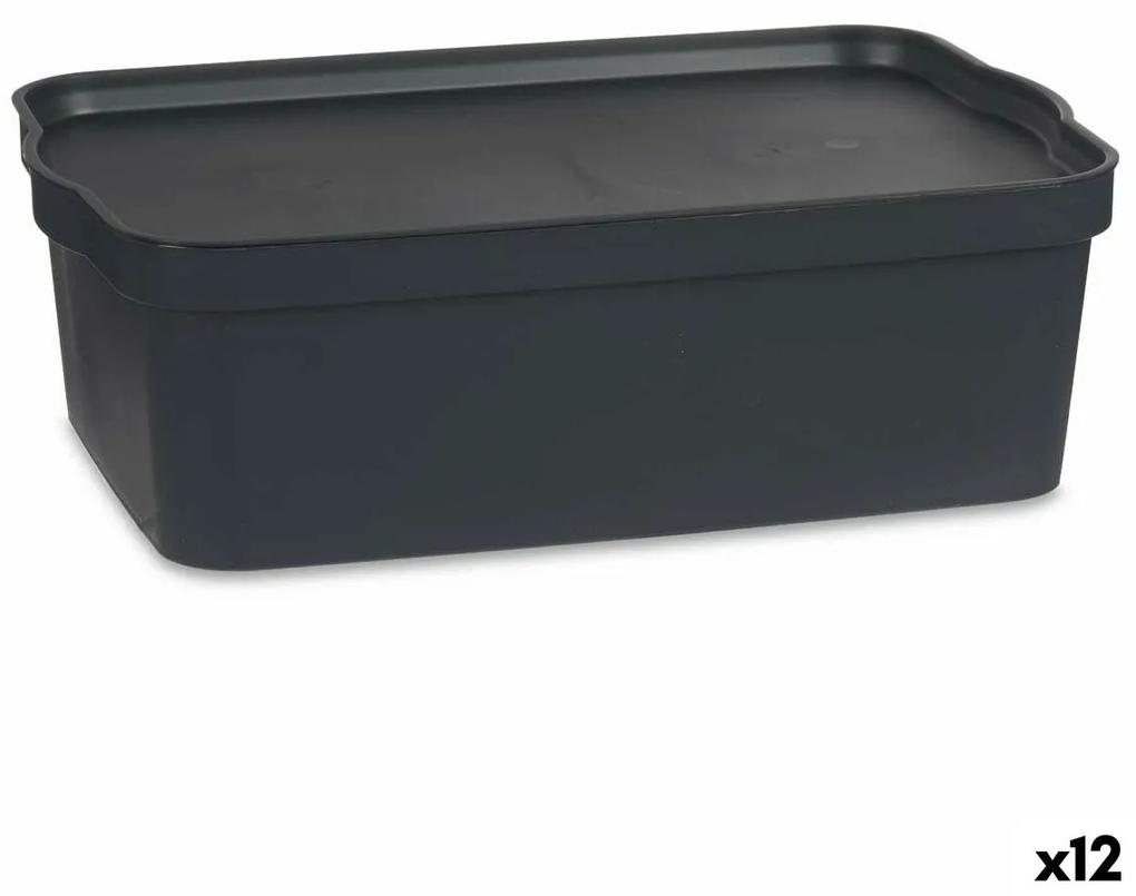 Scatola portaoggetti con coperchio Antracite Plastica 14 L 29,5 x 14,3 x 45 cm (12 Unità)