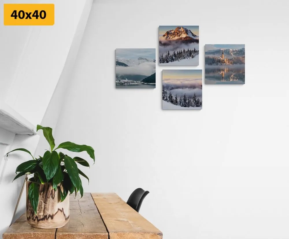 Set di quadri – Paesaggio invernale innevato