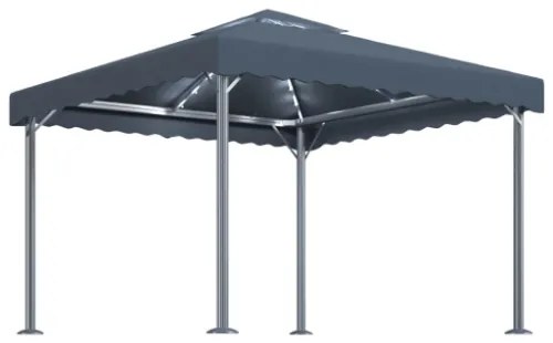 Gazebo con Stringa di Luci LED 300x300 cm Antracite Alluminio