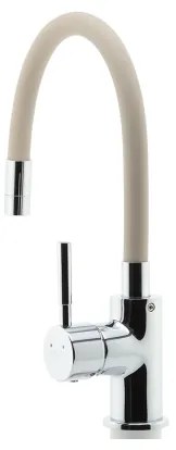 FERRO - Rubinetto per lavello con braccio flessible cromo lucido/beige