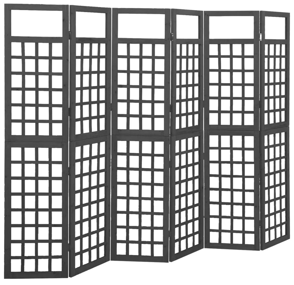 Divisorio A 6 Pannelli İn Legno Di Abete Nero 242,5x180 Cm /