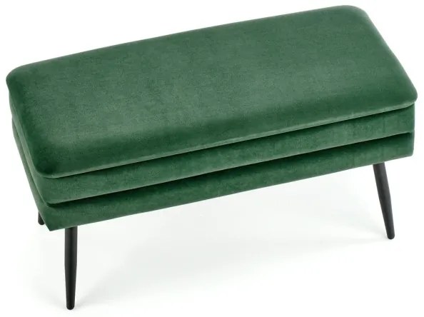 Panca trapuntata con contenitore VELVA 37x78 cm verde/nero