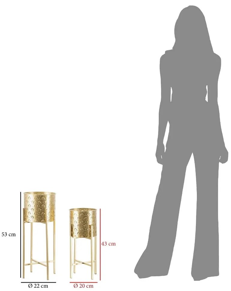 Set di 2 portavasi in oro, altezza 52 cm Golvy - Mauro Ferretti