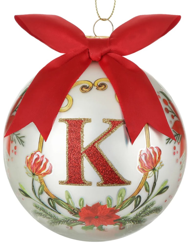 Pallina Natale lettera K 10 cm Royal Garden