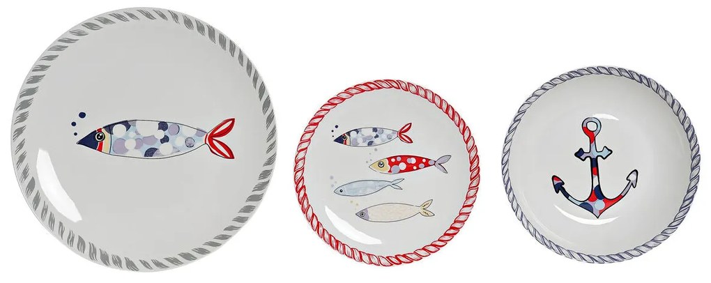 Set di Stoviglie DKD Home Decor Marino Porcellana (18 pcs)