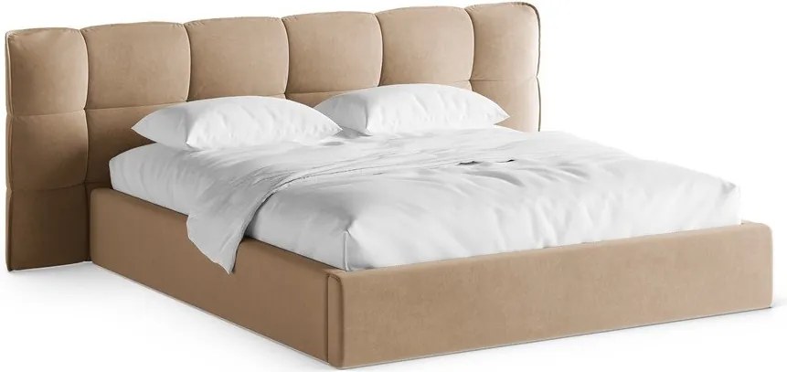 Letto matrimoniale imbottito greige con contenitore con rete inclusa 160x200 cm Eric – Micadoni